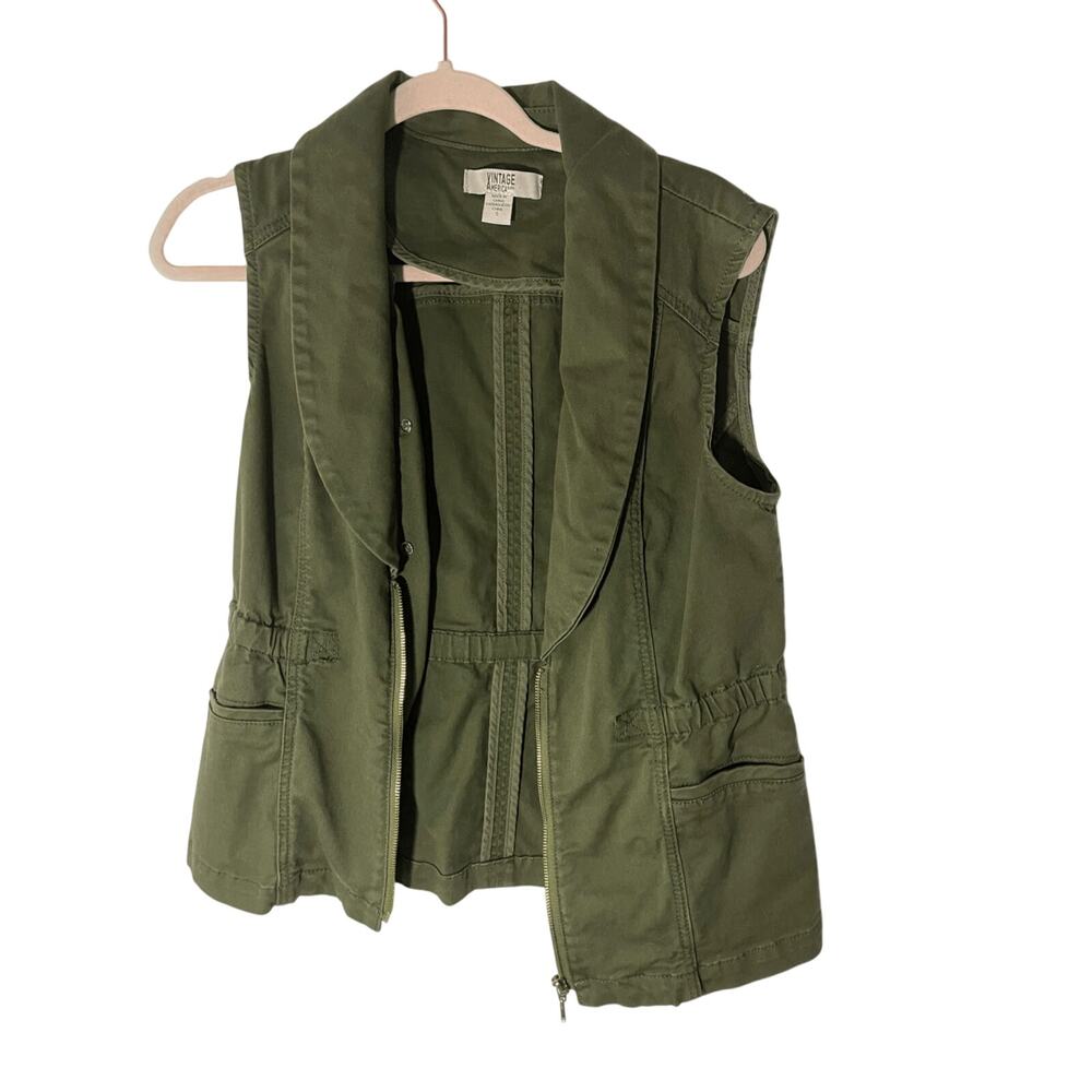 Vintage America Women's "Missy" Army Green Vest Jacket